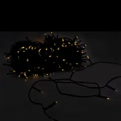 Perfect Holiday 400 LED Solar String Lights Flashing Mode Green Wire - Long Hours - Warm White