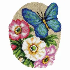 Orchidea Butterfly & Poppies Latch Hook Kit Multi