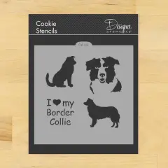 I Love My Border Collie Cookie & Craft Stencil | CM122 by Designer Stencils | Cookie Decorating Tools | Baking Stencils for Royal Icing, Airbrush, Dusting Powder | Craft Stencils for Canvas, Paper, Wood | Reusable Food Grade Stencil