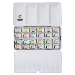 Schmincke Akademie Aquarell Watercolor Pans - Set of 24, Metal Case, Full Pans