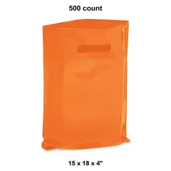 Sleek 15 x 18 x 4" Die Cut Shopping Bags Orange