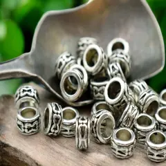 7x4mm Antique Silver Large Hole Rondelle Spacer Beads