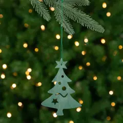 Northlight Wooden Cut Out Christmas Tree Ornament - 4.75" Teal Green