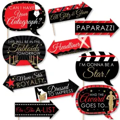 Big Dot of Happiness Funny Red Carpet - Movie Night Party Photo Booth Props Kit - 10 Piece