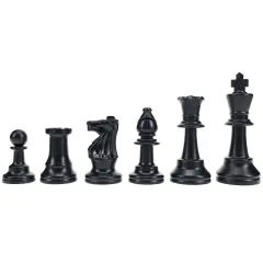 WE Games Color Bright Plastic Staunton Tournament Chess Pieces with 3.75 in. King - Half Chess Set of Chess Pieces Only, Black