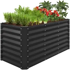 Best Choice Products 4x2x2ft Outdoor Metal Raised Garden Bed, Planter Box for Vegetables, Flowers, Herbs Black