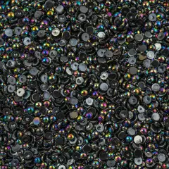Crystal Lane DIY SS12(3mm) Plastic Pearl Flatback Rhinestones, 1850pcs Black AB