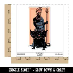 Water Bottle Sticker Set Hades and Cerberus Greek God of Dead Pluto Cute Waterproof Vinyl Stickers Pack Decal, Skateboard, Laptop, Car, Window, Bumper - 5 Pack