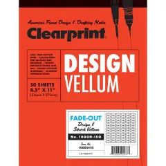 Clearprint 1000H 8.5" x 11" Design Vellum Pad with 30-Degree Isometric Fade-Out Grid, 16 lb., 100% Cotton, 50 Sheets/Pad