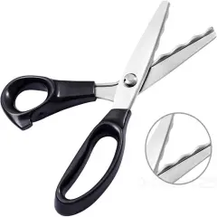 Dressmaking Sewing Craft Scissors, Professional Stainless Steel Pinking Shears Comfort Grip, Serrated & Scalloped Blades Cut Tailor Decorative Tool - Fabrics Leather Paper Craft (Scalloped 18mm)