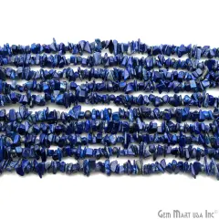 Natural Chip Beads, 34 Inch, Genuine Chip Strands, Drilled Strung Nugget Beads, 3-7mm, Polished, GemMartUSA (70001) Sodalite