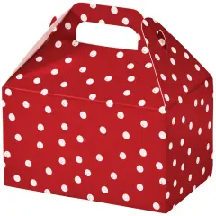 Pack/6: Red & White Dots Party Favor Gable Box - 6 x 3-3/4 x 3-1/2"