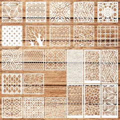 24Pcs Reusable Geometric Painting Stencils