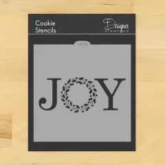 Joy with Holiday Wreath Cookie & Craft Stencil | CM184 by Designer Stencils | Cookie Decorating Tools |