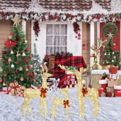 PVC Iridescent Stripes Deer Set of 3 - 52, 46, and 29 Inches Decor