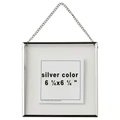 6 &frac14;x6 &frac14;" Silver Steel Frame with Front Plastic Protection &ndash; For Hanging or Standing, Includes Sample Pictures