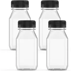 5 Pcs Juicing Bottles with Black Lids(6 Ounce)