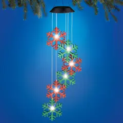 Collections Etc Solar Powered Holiday Snowflake Garden Mobile