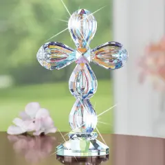 Collections Etc Beautiful Crystal Cross Tabletop Decoration