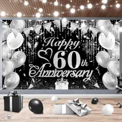 60th Anniversary Decorations - Black and Silver