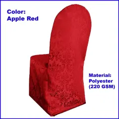 Apple Red Floral Damask Jacquard Banquet Chair Cover Elegant Polyester Fabric
