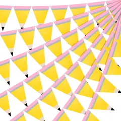 5 Pcs Pencil Shaped Paper Pennant Banners Back to School Classroom Decorations