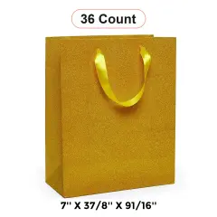 7'' x 3 7/8'' x 9 1/16'' Glitter Grain Totes for Elegant Presentation Gold