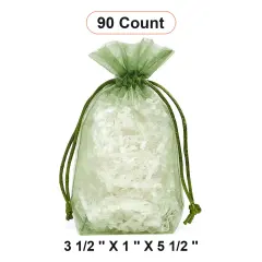 Flat Bottom Organza Bags 3 1/2''x1''x5 1/2'' for Small Business Packaging Moss Green