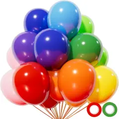 Assorted color Balloon 110pcs, color Latex Balloons 12 inch (with 2 Ribbons).