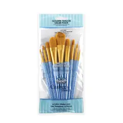 RCC 303 | Crafter's Choice&trade; 9pc Golden Taklon Filbert/Oval Wash Brush Set