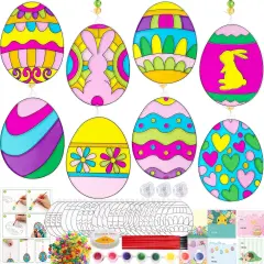 Spring Suncatchers Painting Crafts for Kids 24 Sets DIY Easter Window Painting Art Suncatchers Decorations Spring