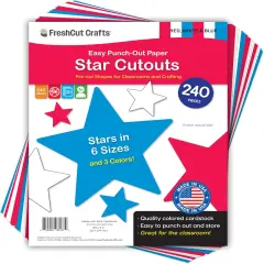 241 Pieces Star Cutouts, 2-Sided US Made Card Stock Punch