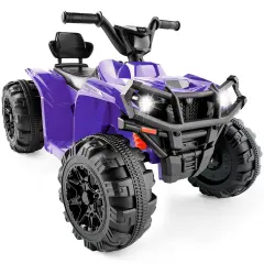 Best Choice Products 12V Kids Ride-On ATV Quad w/ Bluetooth, 2.4mph Max, Treaded Tires, LED Lights, Radio Purple