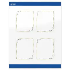 Avery Printable Rectangle Labels, Gold Dots with Green Florals, 4" x 3-1/3", Glossy White Rectangle Labels, Permanent, Laser/Inkjet, 40ct, Great for Product Labels