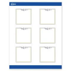 Avery Printable Square Labels, Gold & Navy Border with Florals, 3" x 3", Matte White Square Labels, Permanent, Laser/Inkjet, 60ct, Great for Product Labels