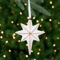 Northlight Star Hanging Christmas Ornament - 4" - White and Gold