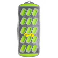 Handy Housewares 15 Rectangle Cube Flexible Silicone Bottom Push-Out Ice Cube Tray Green