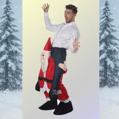 Hilarious Carry Me Santa Adult Costume Pants with Rider Illusion for Holiday Fun