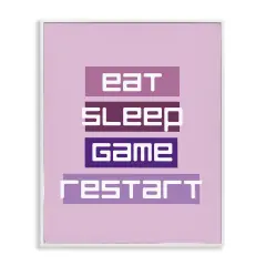 Stupell Industries Eat Sleep Game Restart Framed Giclee Design by Yass Naffas Designs