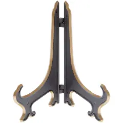 Bard's Hinged Black and Gold Plastic Plate Stand, 7" H x 5.5" W x 4.5" D (For 7" - 8.5" Plates)