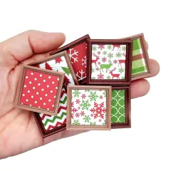 Framed Wall Art for Dollhouses, 8 Christmas Patterns, about 1 inch high, Adorabilities