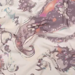 1 Yard Antique Purple Rust Abstract Silk Chiffon 51 inch Width