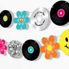 Big Dot of Happiness Through the Decades Garland Banner, 50s, 60s, 70s, 80s, & 90s Party Decor, Throwback Party Banner, 30 Feet of Cord, 15 Double-Sided Retro Decor Pieces
