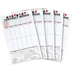 250 Sheets Contract Bridge Score Pads and Tallies, Game Scoring Cards Supplies, Large Print with Trick Values (5 Notepads)