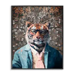 Stupell Industries Stylish Tiger in Glasses Framed Giclee Wall Art Design by Svetlana Aleynikova