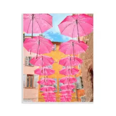 Stupell Industries Pink Umbrellas in Town Wall Plaque Art Design by Graffi*tee Studios