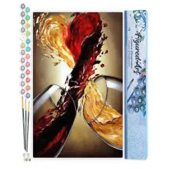 Figured'Art Paint by Numbers for Adults Wine Mix 16"x20" - Craft Art Painting DIY Kit Rolled Canvas without frame
