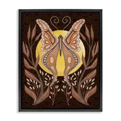 Stupell Industries Moth & Moon Botanicals Floater Framed Canvas Wall Art Design by Regina Moore 