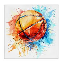 Stupell Industries Basketball Chromatic Splash Canvas Wall Art Design by LSR Design Studio