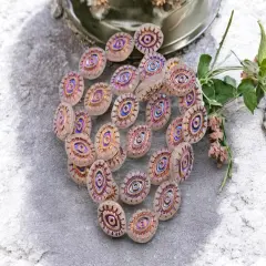 *10* 14x11mm Metallic Volcano Washed Matte Crystal Mystic Eye Beads